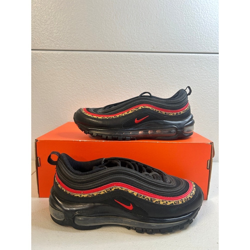 Nike Air Max 97 Leopard Black Red Animal Print Sneakers Womens 7 #2449